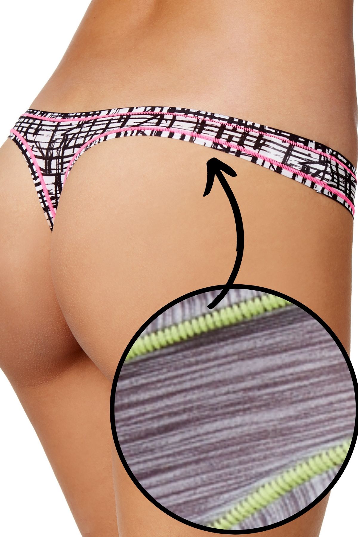 Maidenform Charcoal Space Dye and Lime Sport Micro Thong