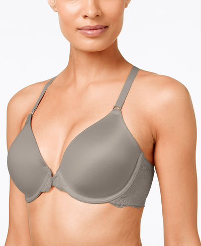 Maidenform One Fab Fit Lace T-back Shaping Underwire Front Close Bra 7112 Steel Grey