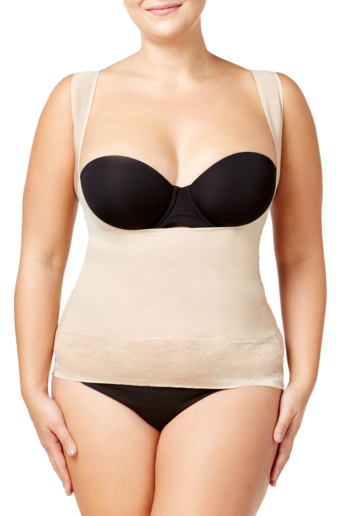 Maidenform PLUS Body Beige Curvy Firm Control Lace-Hem Torsette
