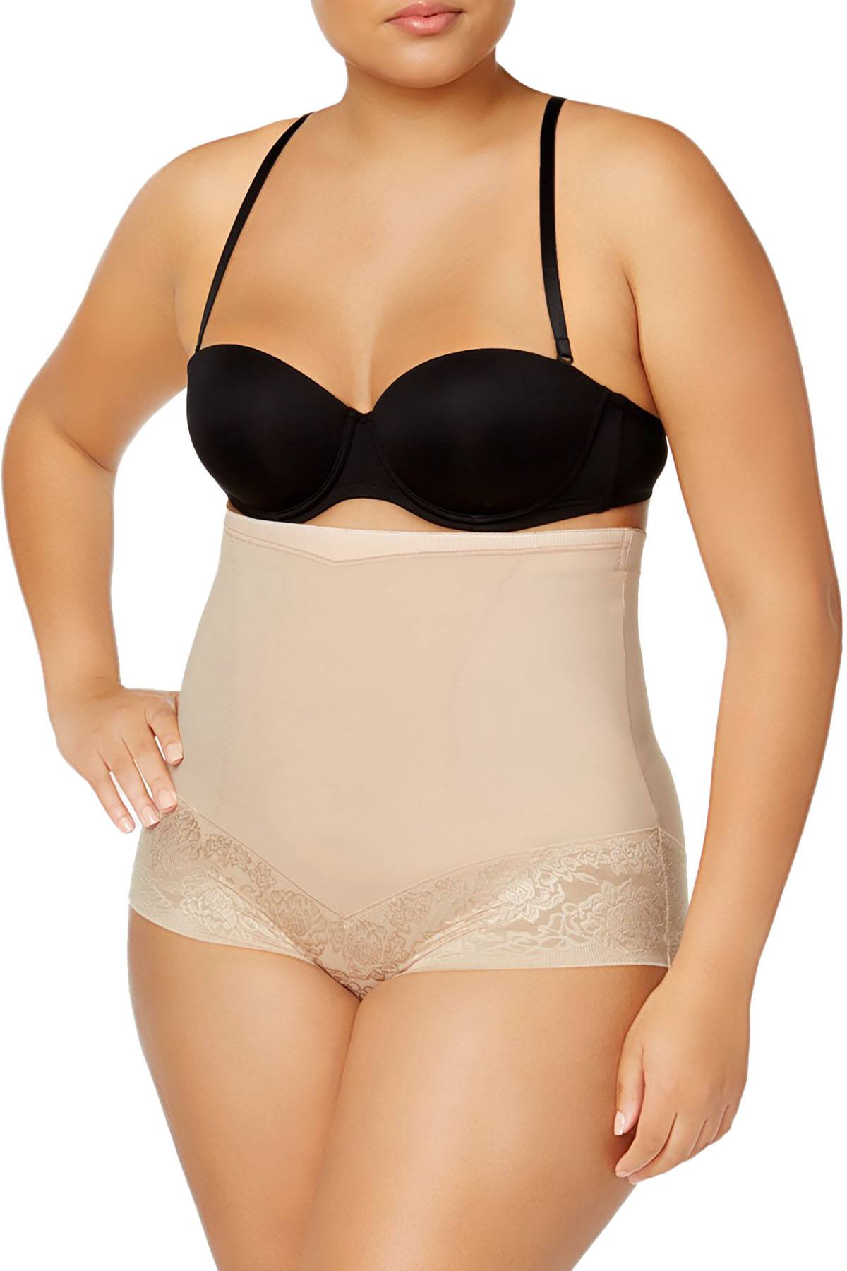 Maidenform PLUS Firm Foundations Firm Control High Waist Brief in Body Beige