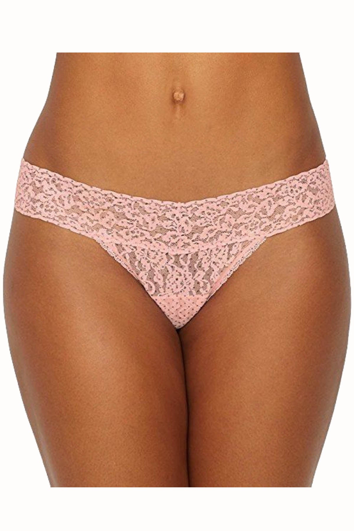 Maidenform Pink/Grey Polka-Dot One-Size Lace Thong