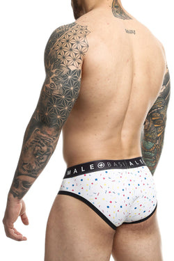 Male Basic White Confetti Sexy Pouch Brief thumbnail 4