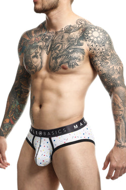 Male Basic White Confetti Sexy Pouch Brief thumbnail 3