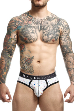Male Basic White Confetti Sexy Pouch Brief thumbnail 1