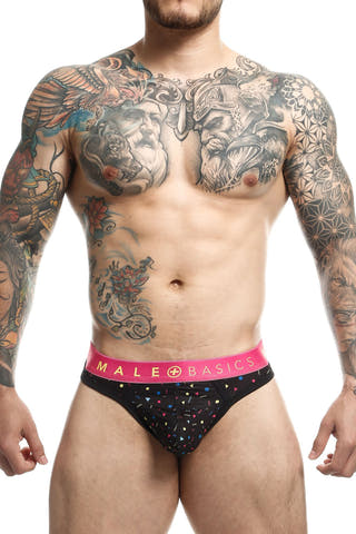 Male Basics Black Confetti Sexy Pouch Thong
