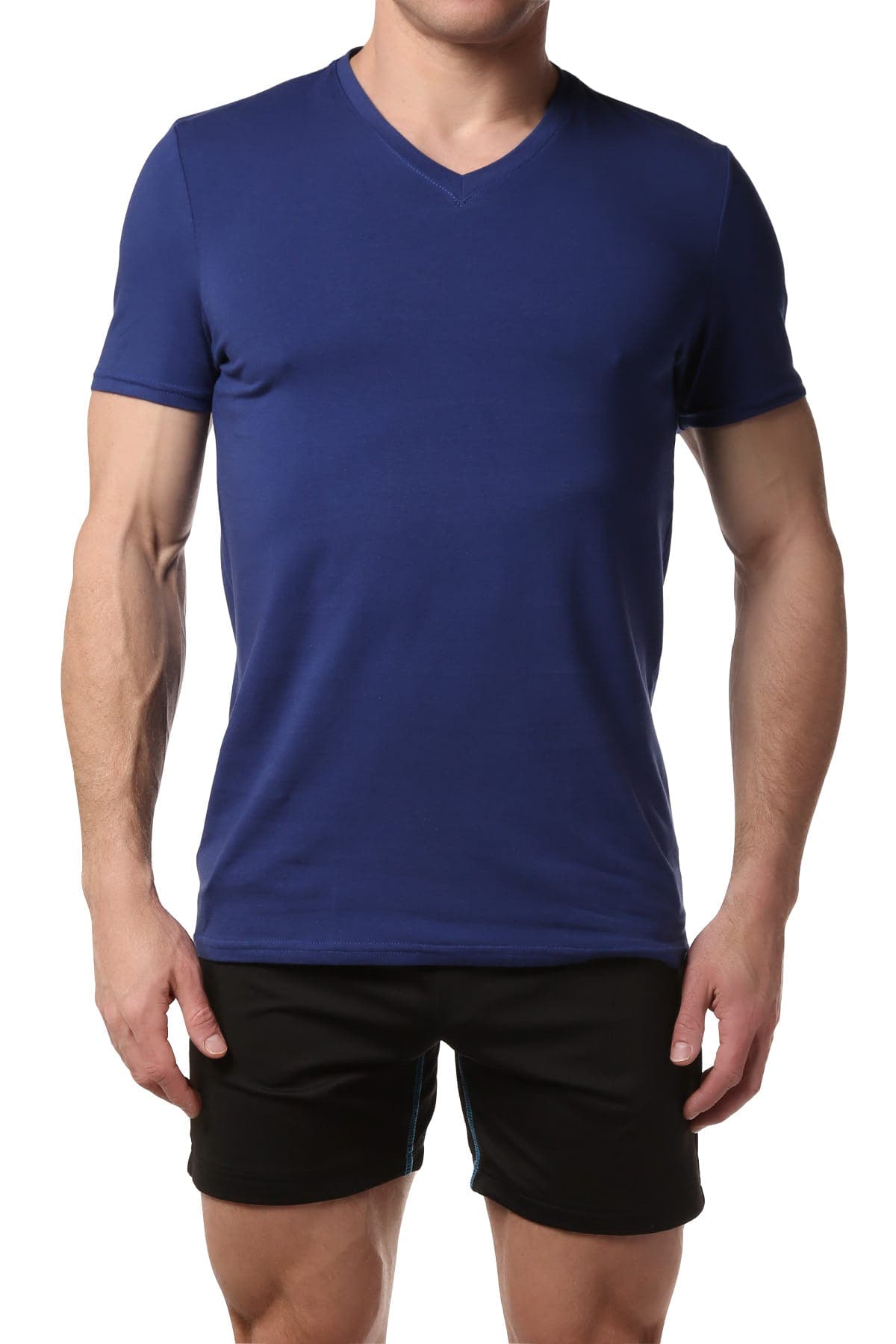 Male Basics Carbon Blue Everyday Pima V-Neck