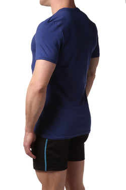 Male Basics Carbon Blue Everyday Pima V-Neck thumbnail 2