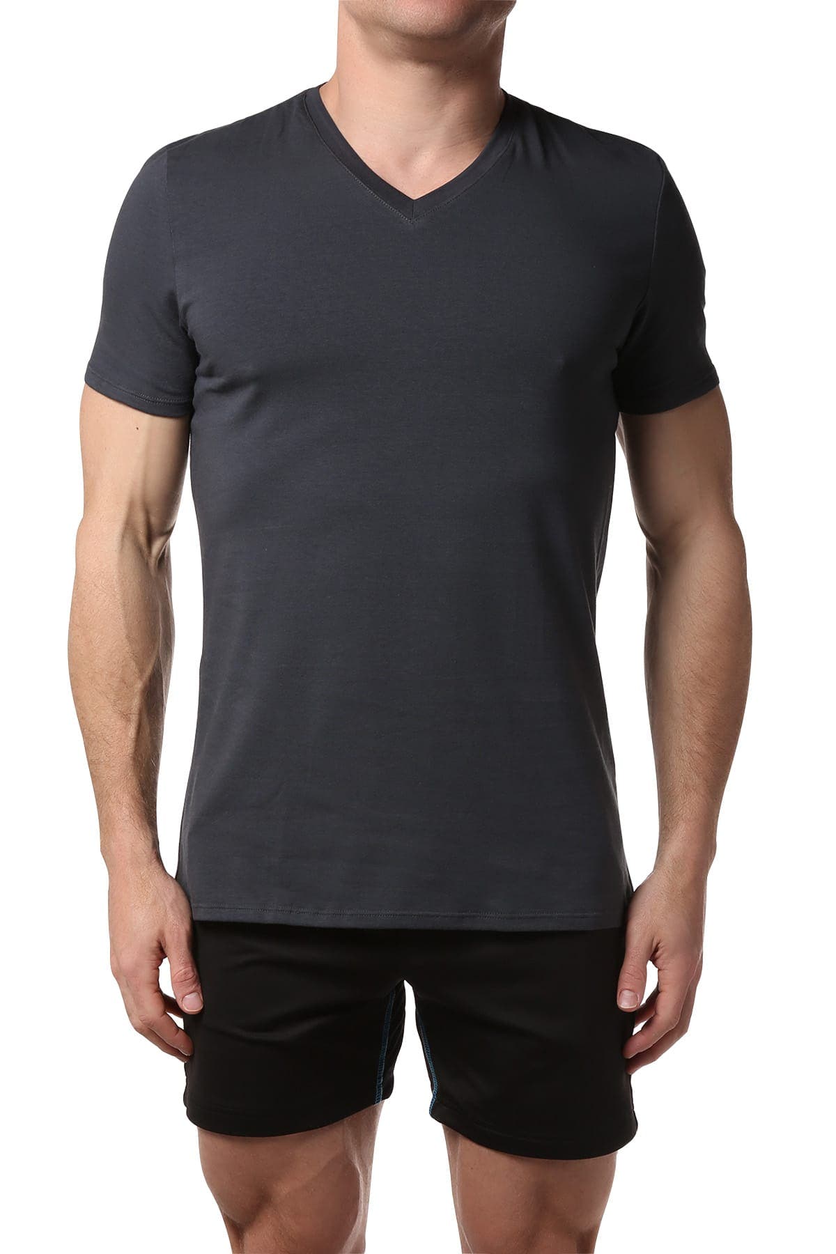 Male Basics Dark Grey Everyday Pima V-Neck