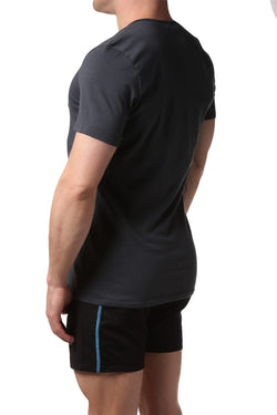 Male Basics Dark Grey Everyday Pima V-Neck thumbnail 2