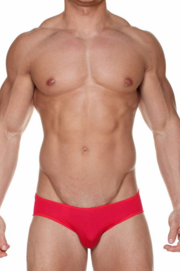 Male Basics Red Microfiber Crossed Bikini