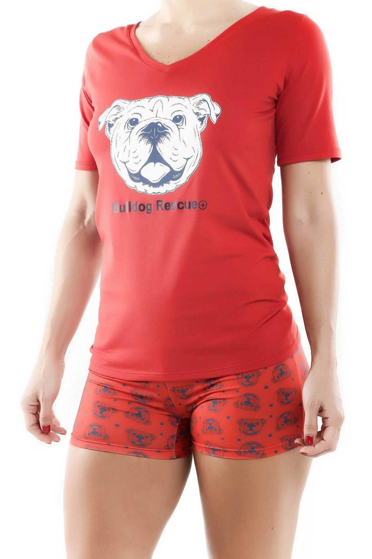 Male Basics Red SoCal Bull Dog Womens V-Neck