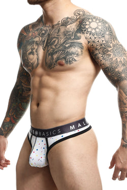 Male Basics White Confetti Sexy Pouch Thong thumbnail 3