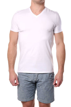 Male Basics White Everyday Pima V-Neck Tee thumbnail 1