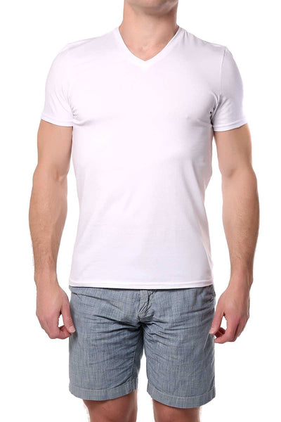 Male Basics White Everyday Pima V-Neck Tee