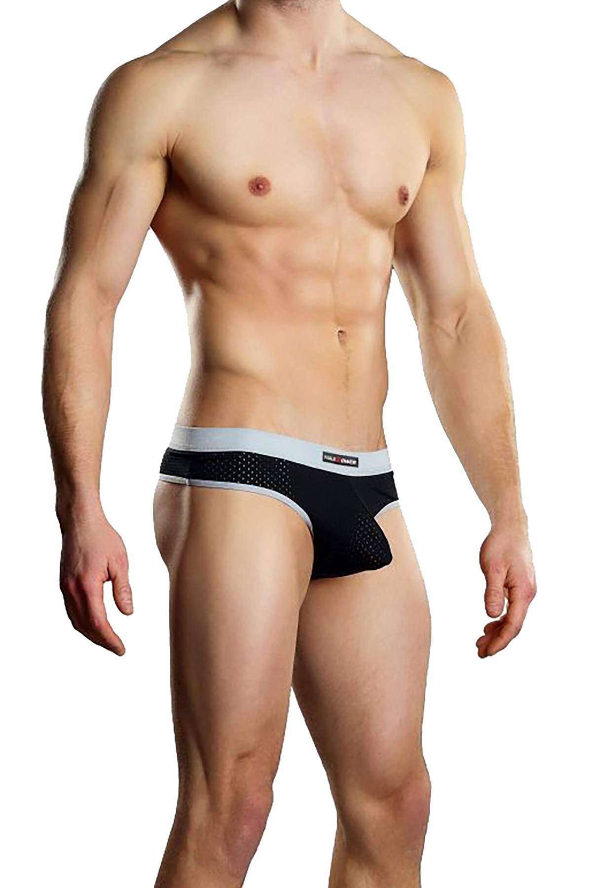 Male Power Black Athletic-Mesh Sport Thong
