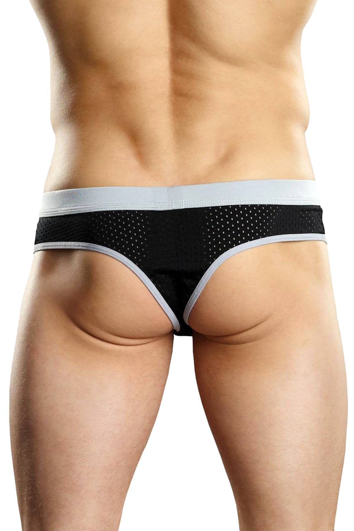 Male Power Black Athletic-Mesh Sport Thong