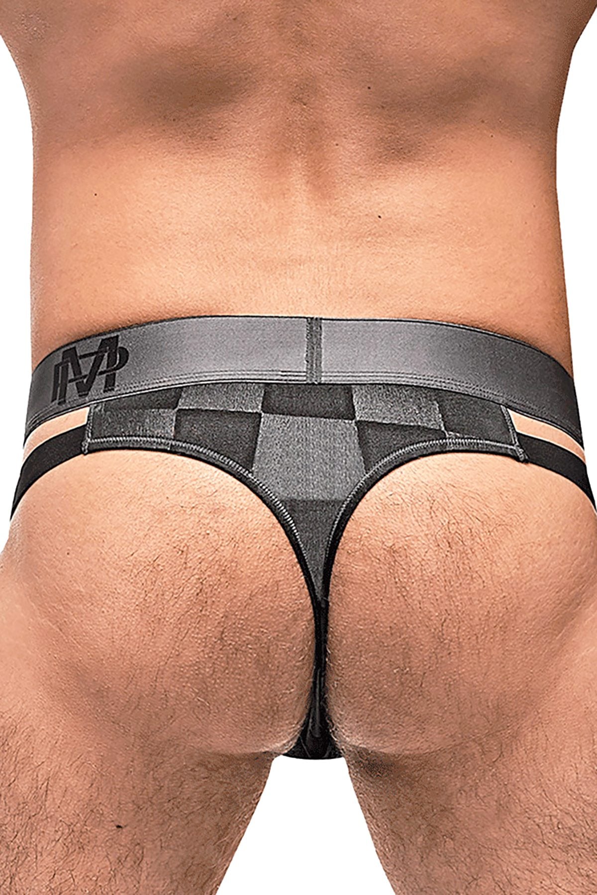 Male Power Black Checked-Mate Cut-Out Thong