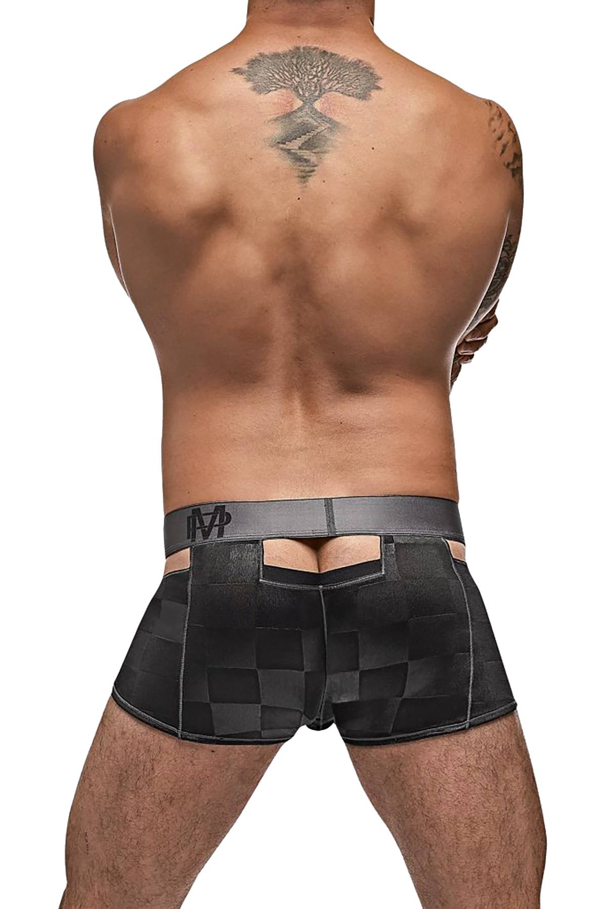 Male Power Black Checked Mate Cutout Boxer Brief