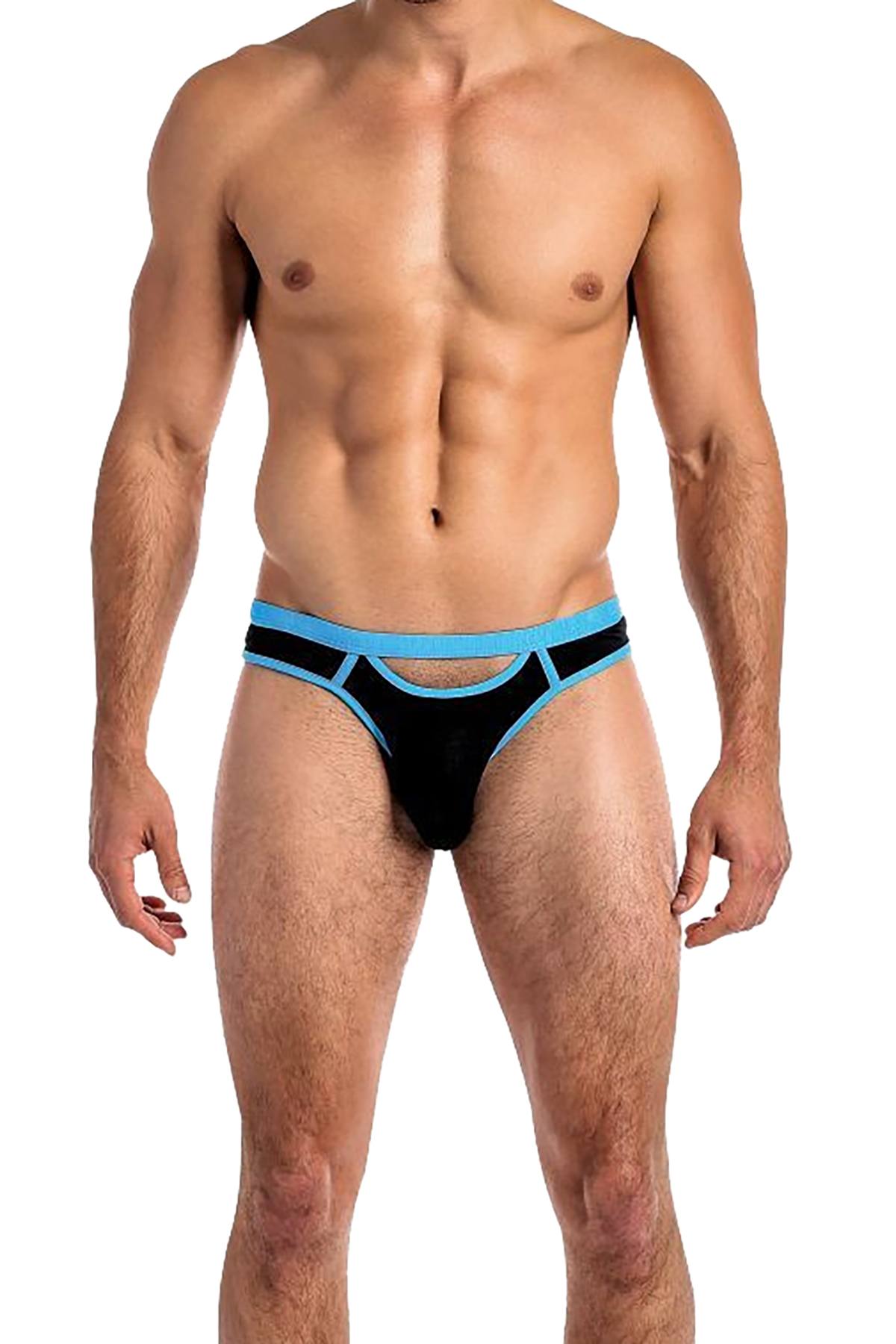 Male Power Black Cutting-Edge Cut-Out Thong