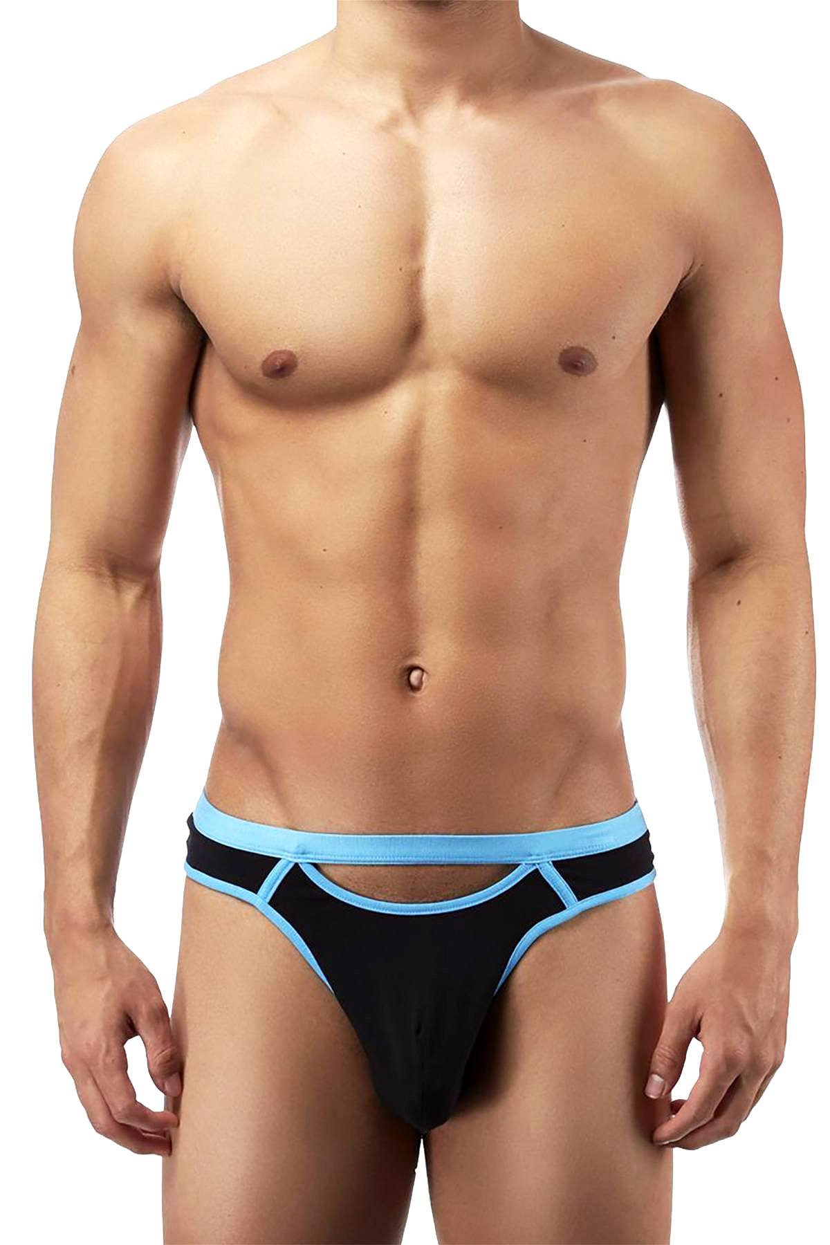 Male Power Black Cutting-Edge Cut-Out Thong