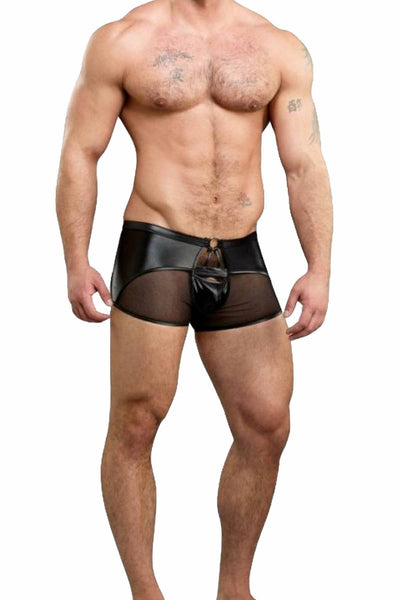 Male Power Black Extreme Birdcage Sheer-Panel Short