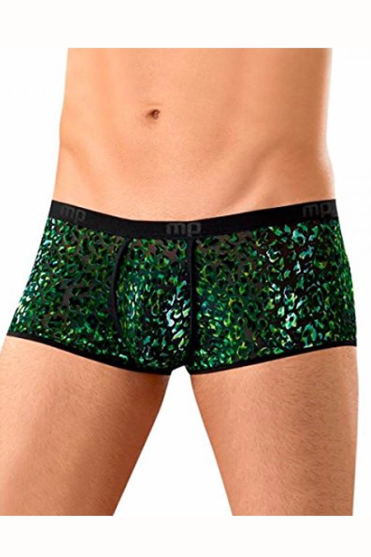 Male Power Black/Green Sheer Velvet Animal Burnout Trunk