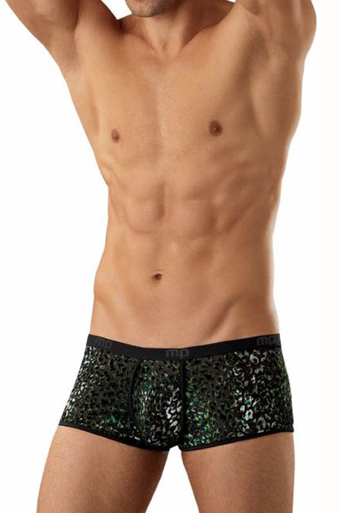 Male Power Black/Green Sheer Velvet Animal Burnout Trunk