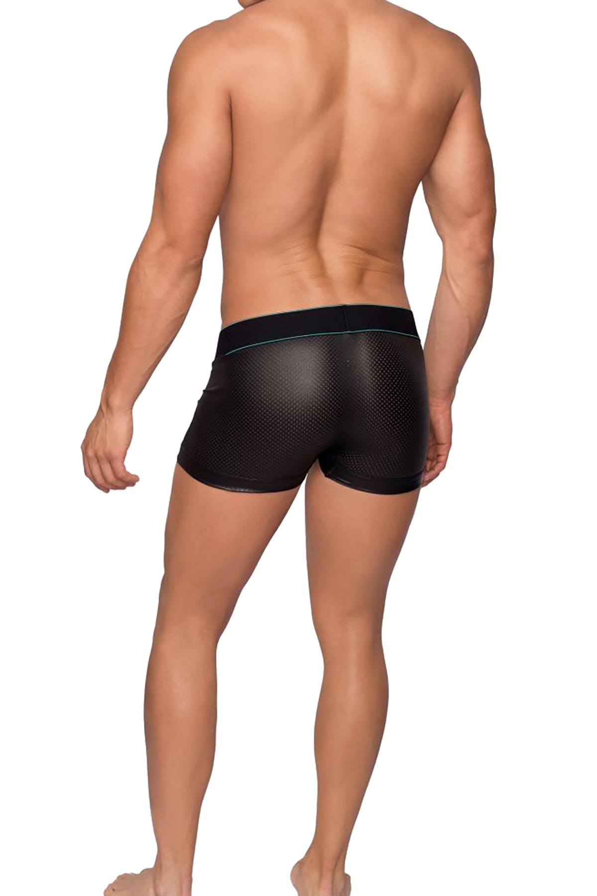 Male Power Black Lazer Mesh Mini-Short Boxer Brief