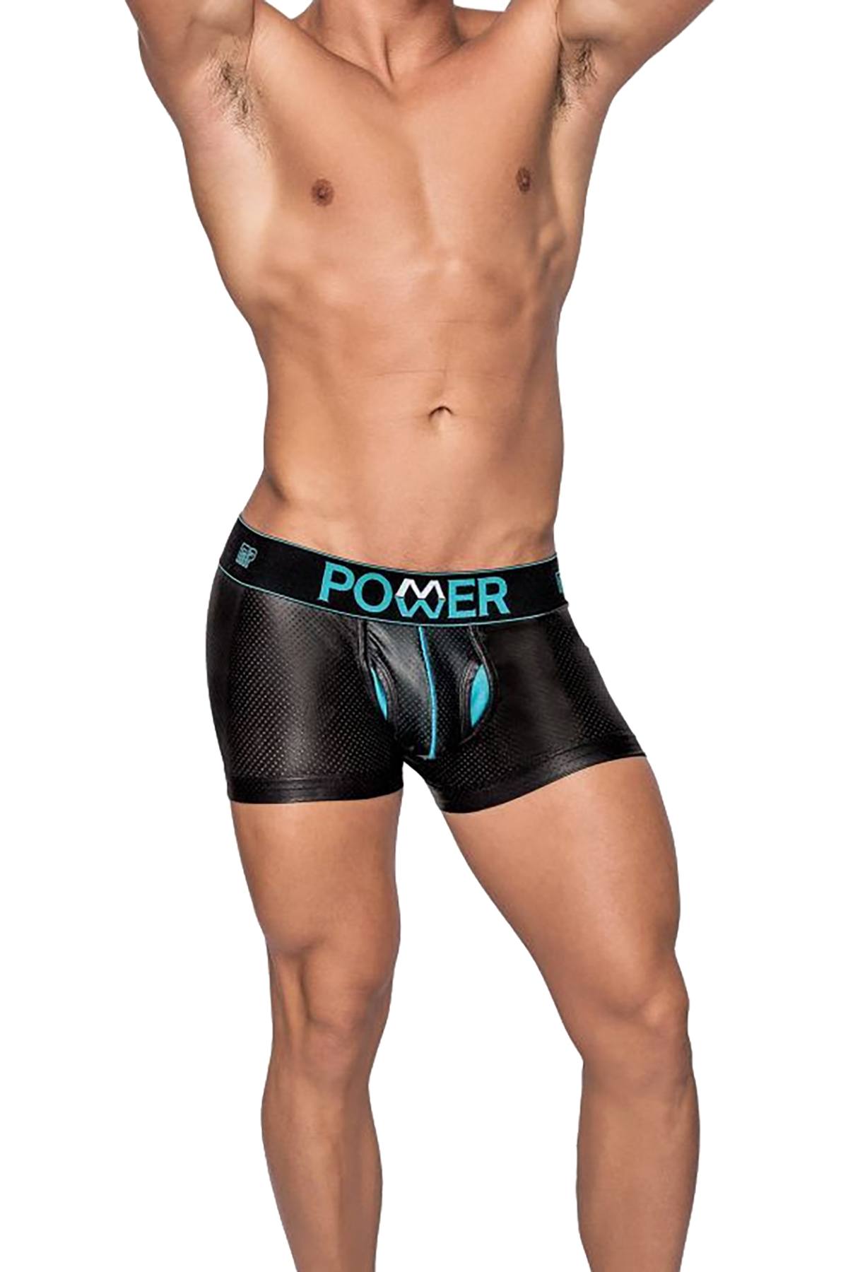 Male Power Black Lazer Mesh Mini-Short Boxer Brief