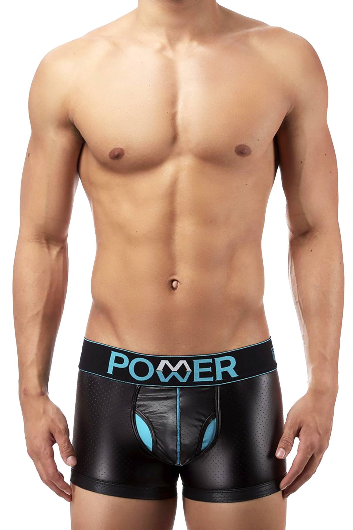 Male Power Black Lazer Mesh Mini-Short Boxer Brief