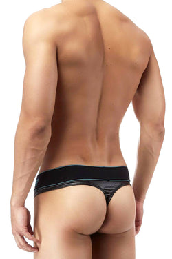 Male Power Black Lazer Mesh Thong thumbnail 2