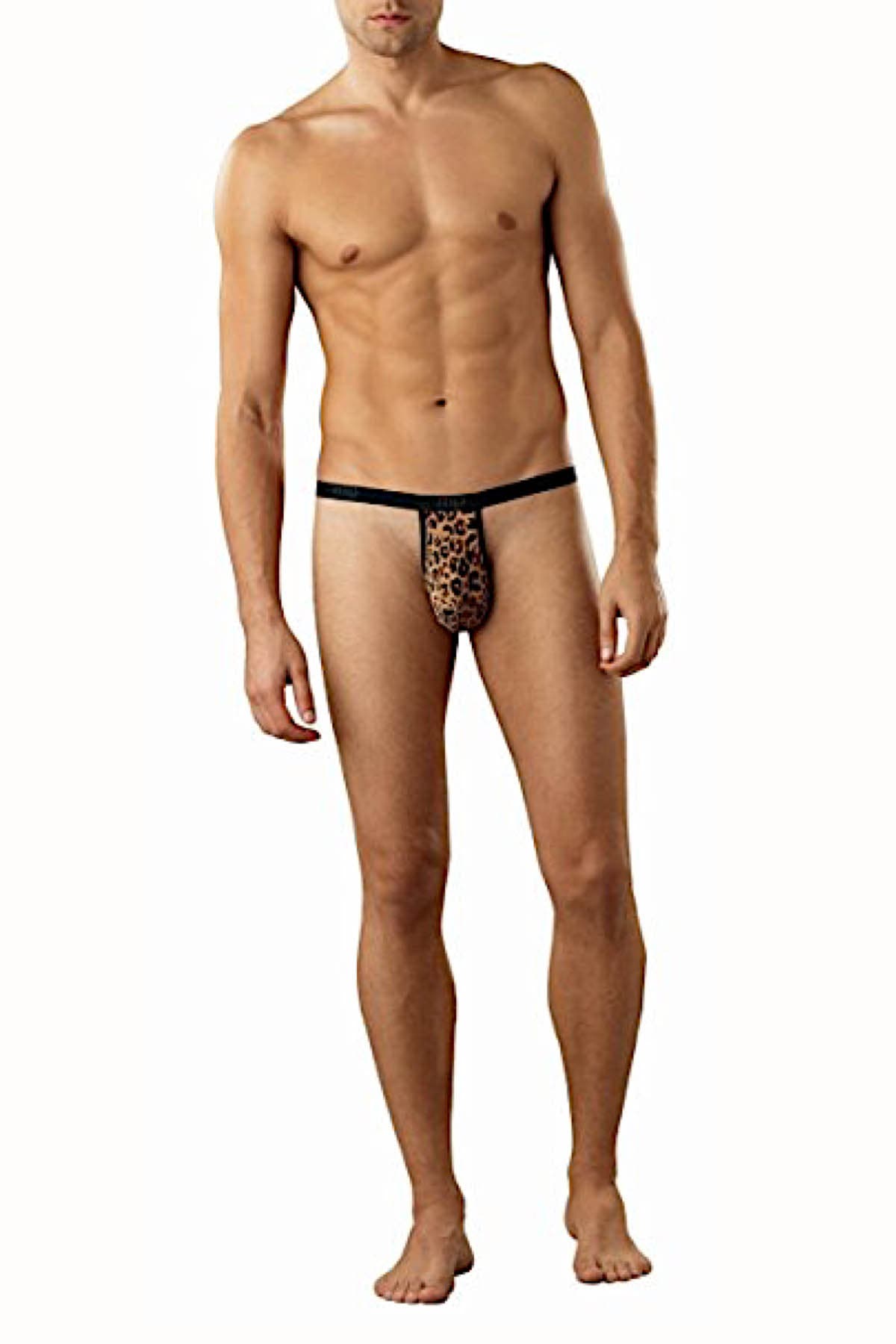 Male Power Black/Tan Animal Burnout Thong