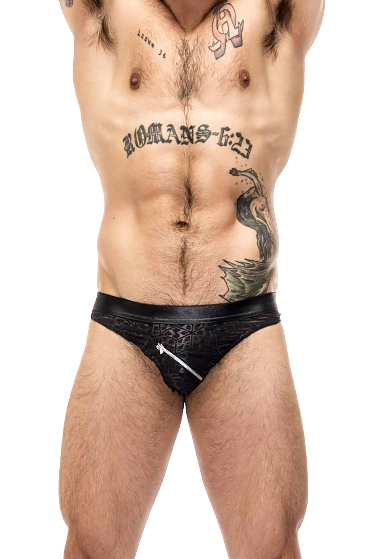 Male Power Black Zip-It 2X Zip Bikini Brief