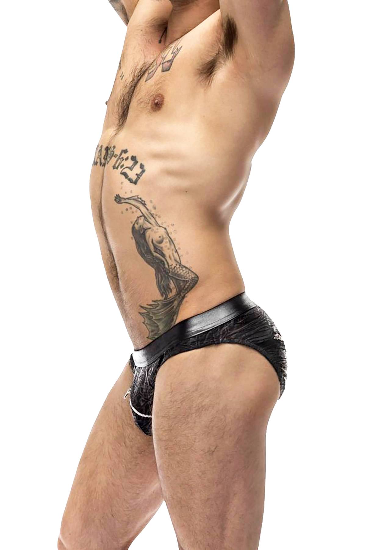 Male Power Black Zip-It 2X Zip Bikini Brief