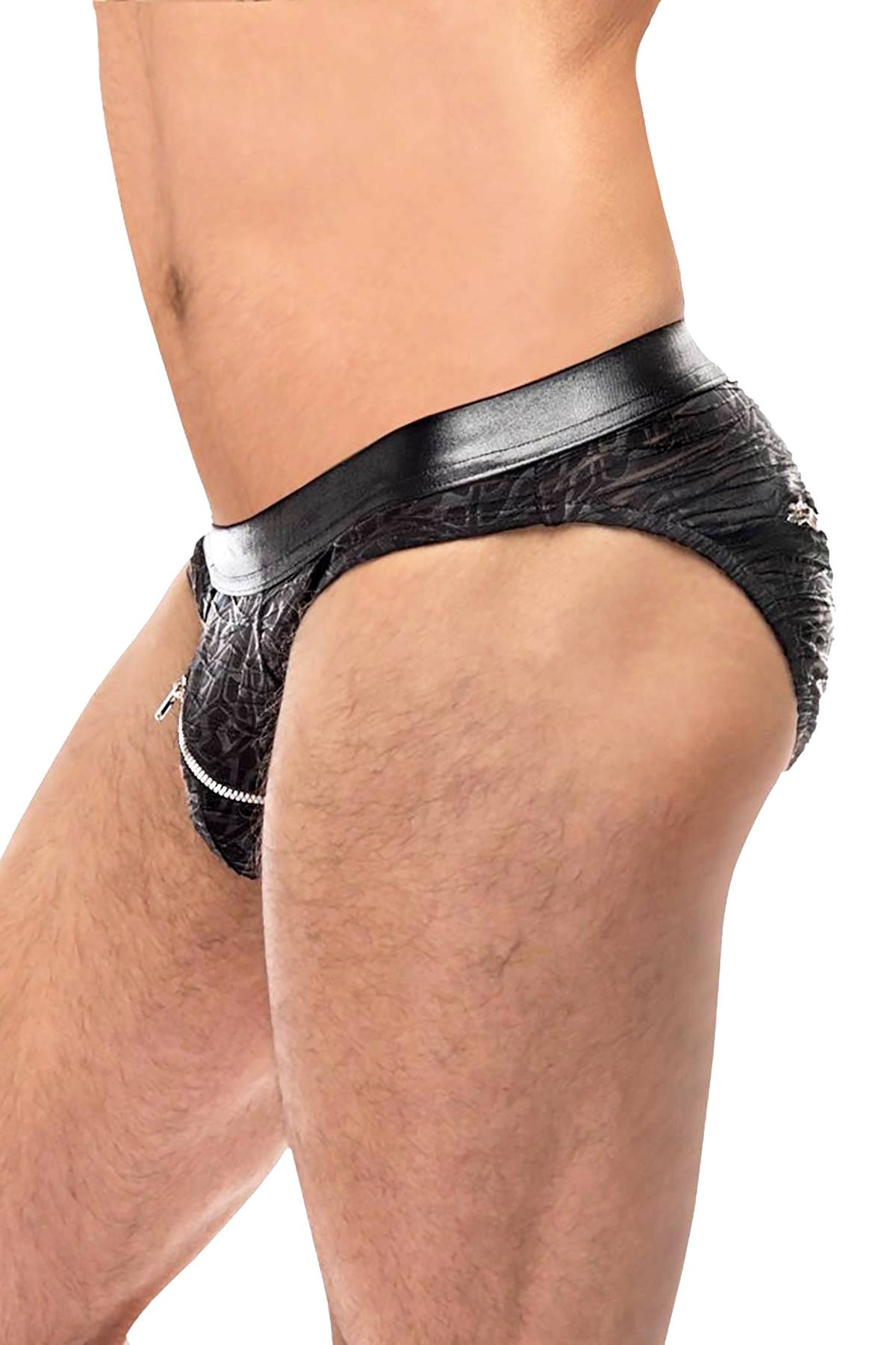 Male Power Black Zip-It 2X Zip Bikini Brief