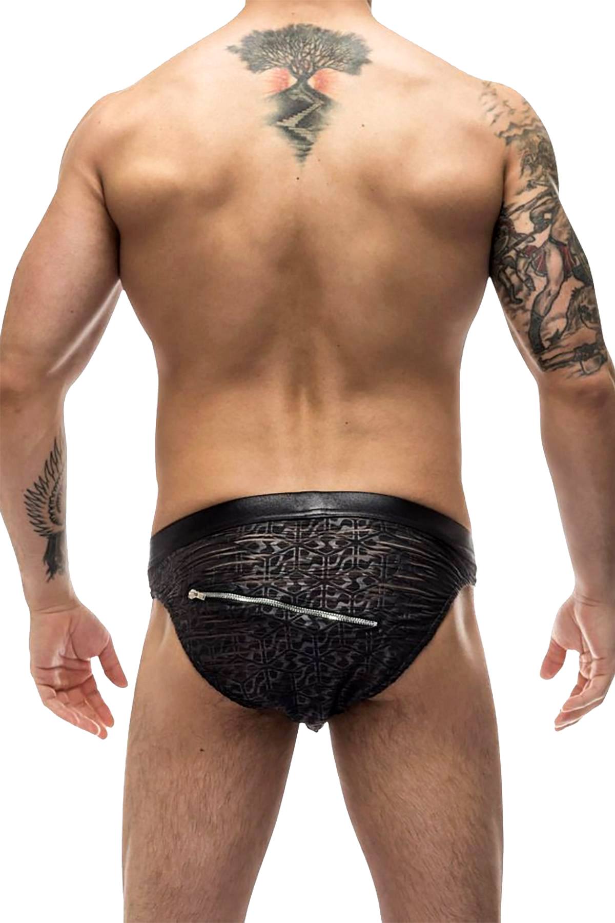 Male Power Black Zip-It 2X Zip Bikini Brief