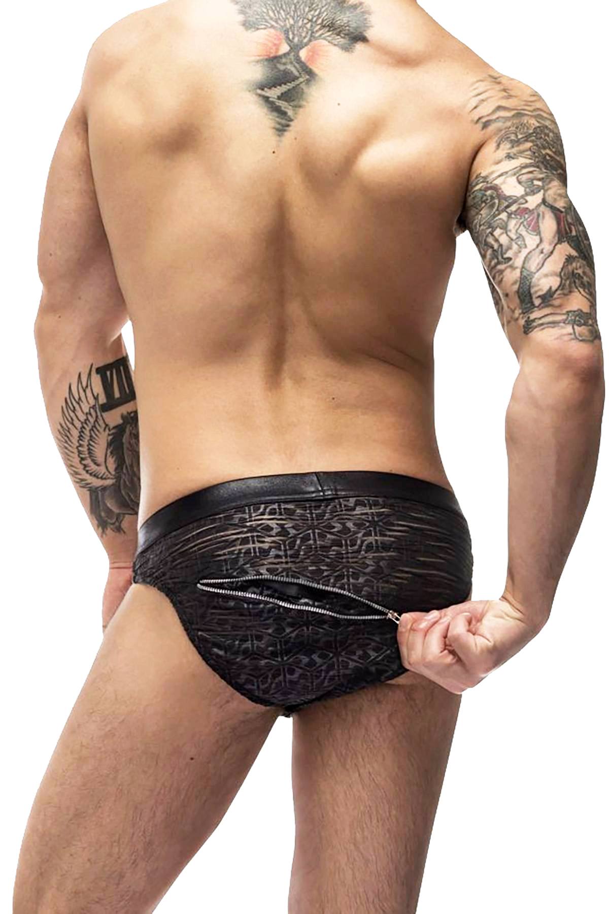 Male Power Black Zip-It 2X Zip Bikini Brief