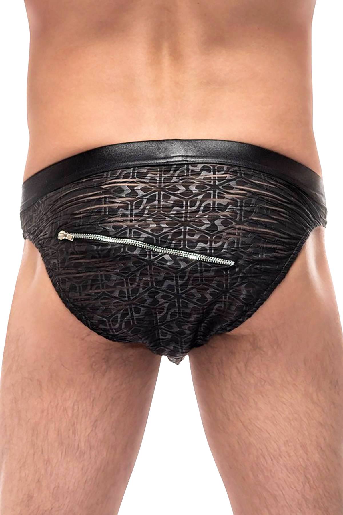 Male Power Black Zip-It 2X Zip Bikini Brief