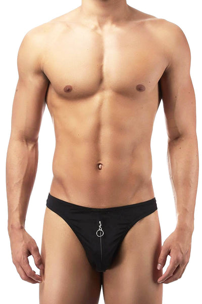 Male Power Black Zipper Thong