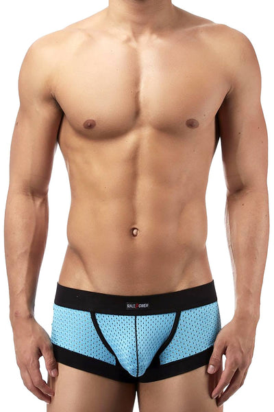 Male Power Blue Athletic-Mesh Sport Trunk