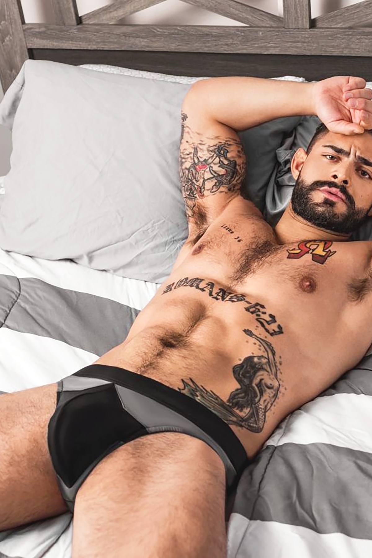 Male Power Grey/Black Iron-Clad Bikini Brief
