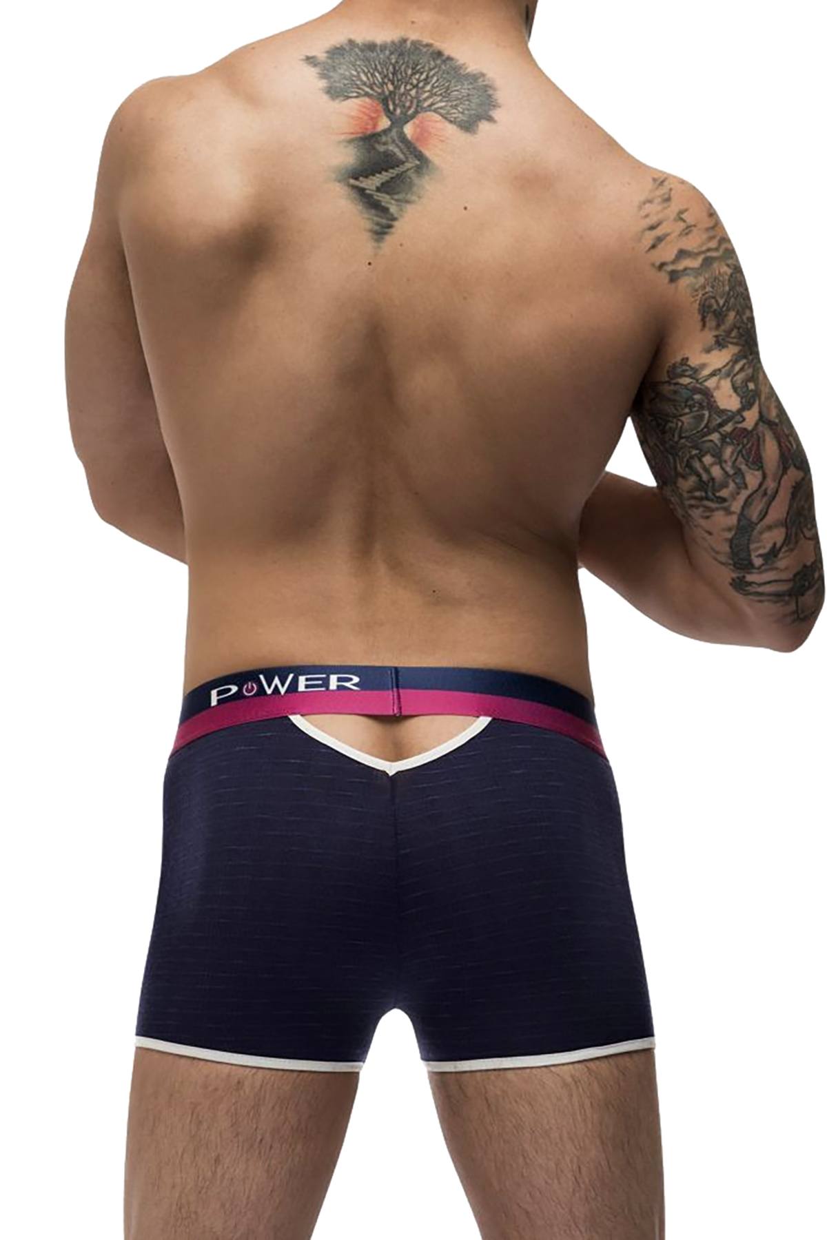 Male Power Navy-Blue French Terry Cut-Out Boxer Brief