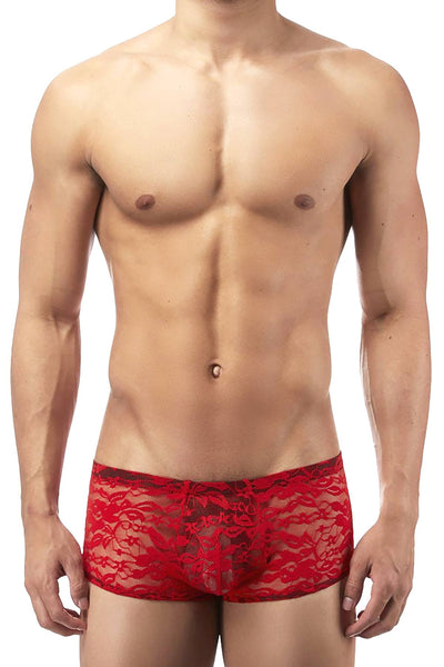 Male Power Red Floral Stretch-Lace Trunk