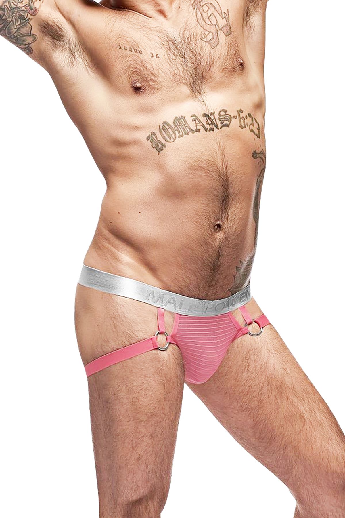 Male Power Salmon Mesh/Rib Ring Jock