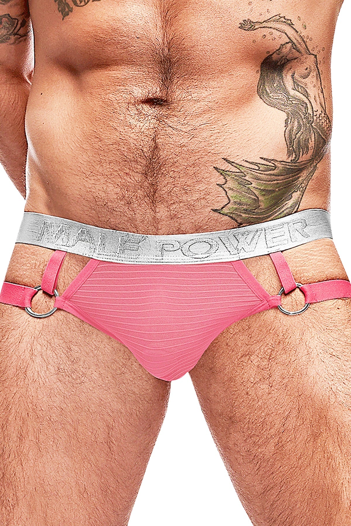 Male Power Salmon Mesh/Rib Ring Jock