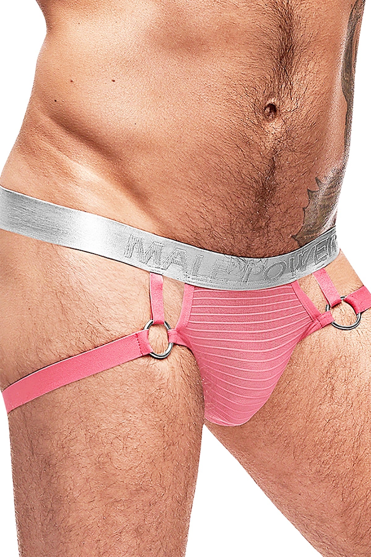 Male Power Salmon Mesh/Rib Ring Jock