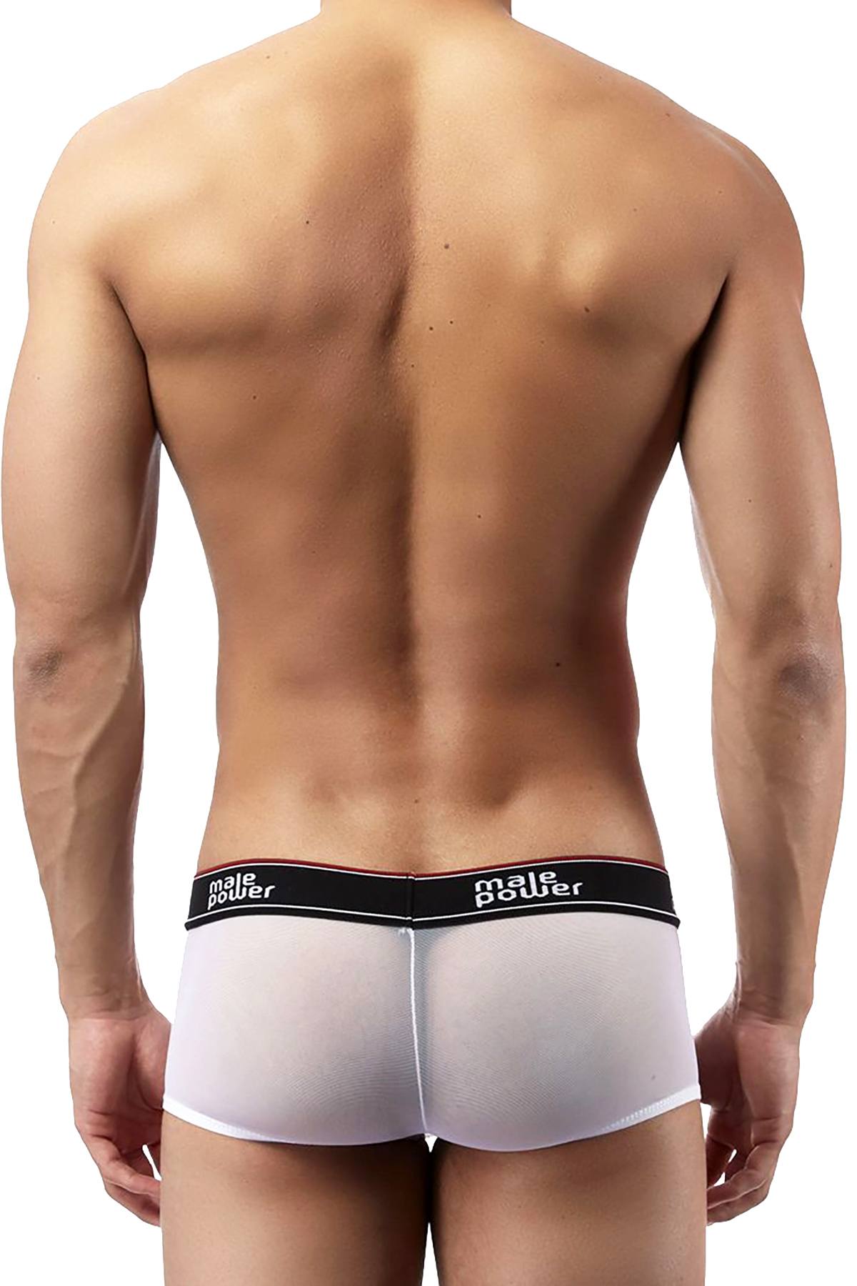 Male Power White Branded Mesh-Pouch Trunk