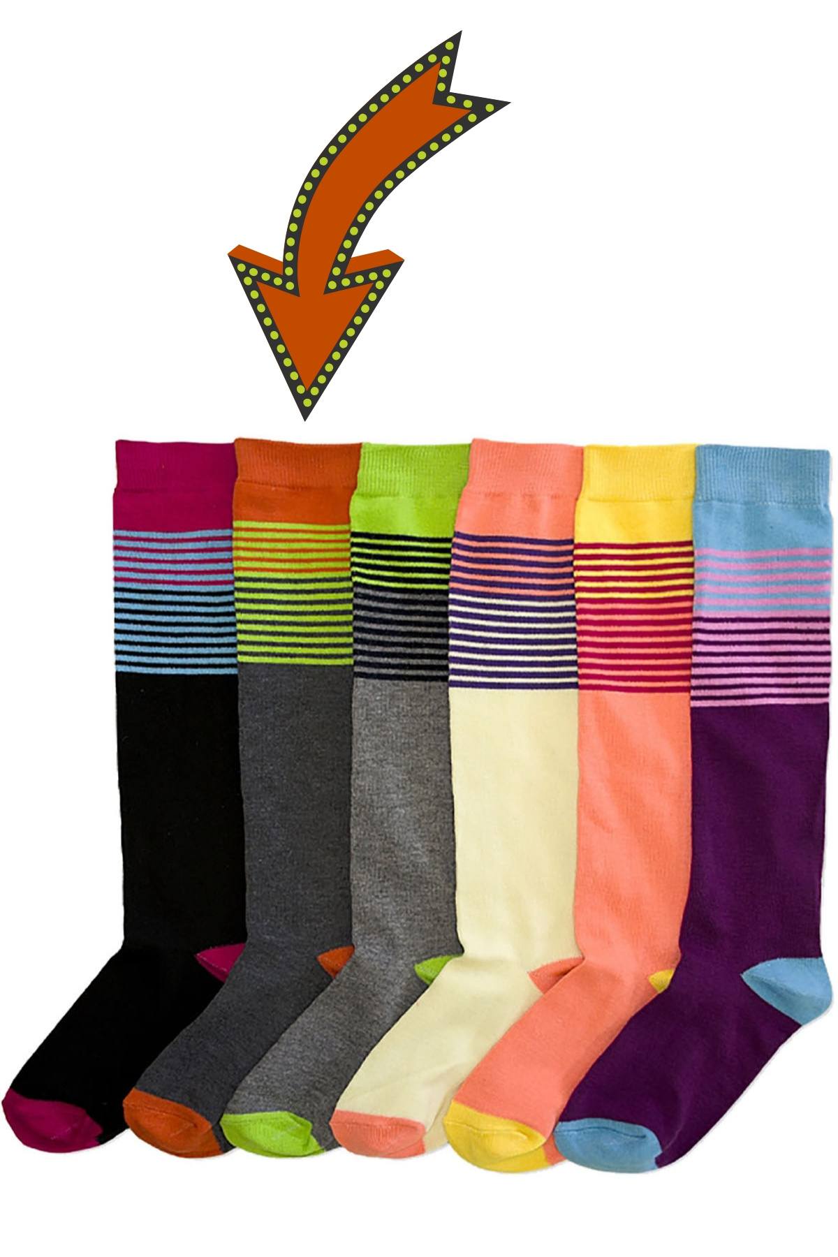 Mamia Charred Citrus Horizontal Striped Knee High Socks