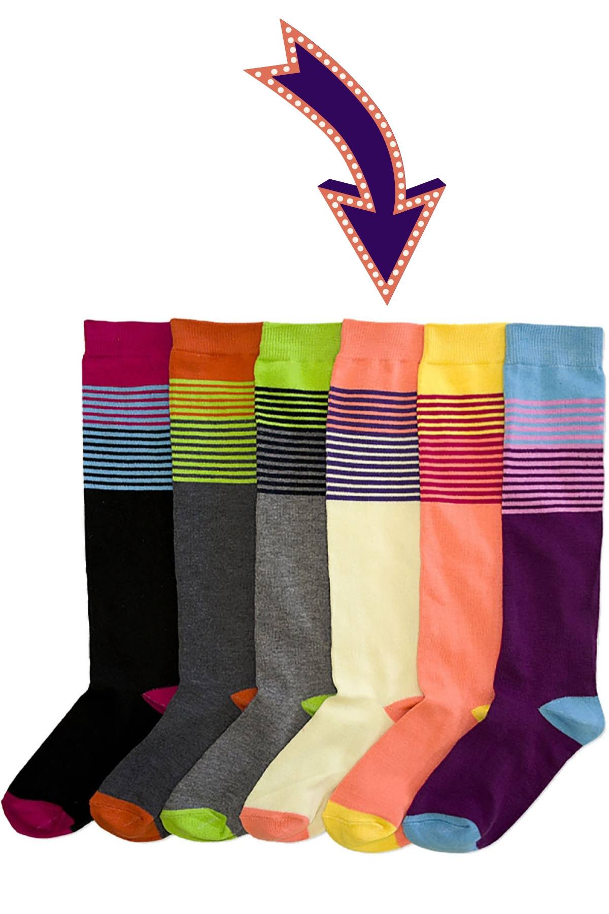 Mamia Creamsicle Horizontal Striped Knee High Socks
