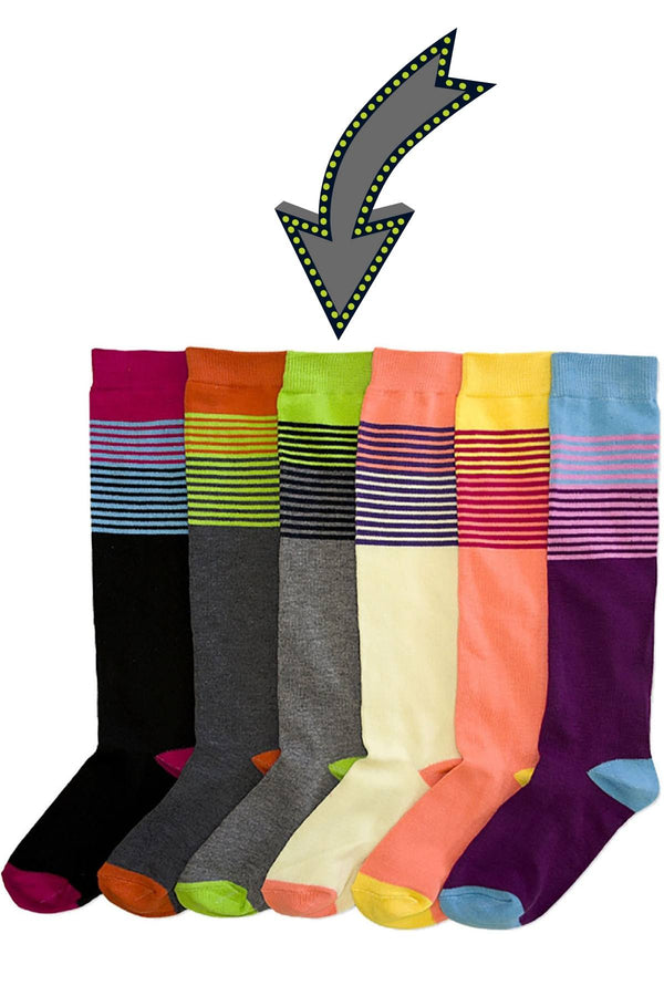Mamia Nightlime Horizontal Striped Knee High Socks